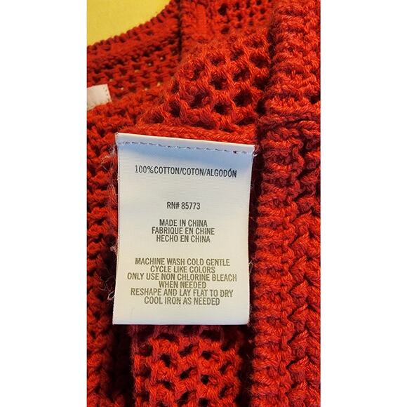 Crocheted red cropped short sleeve top O'NEILL size small boho - Picture 4 of 5